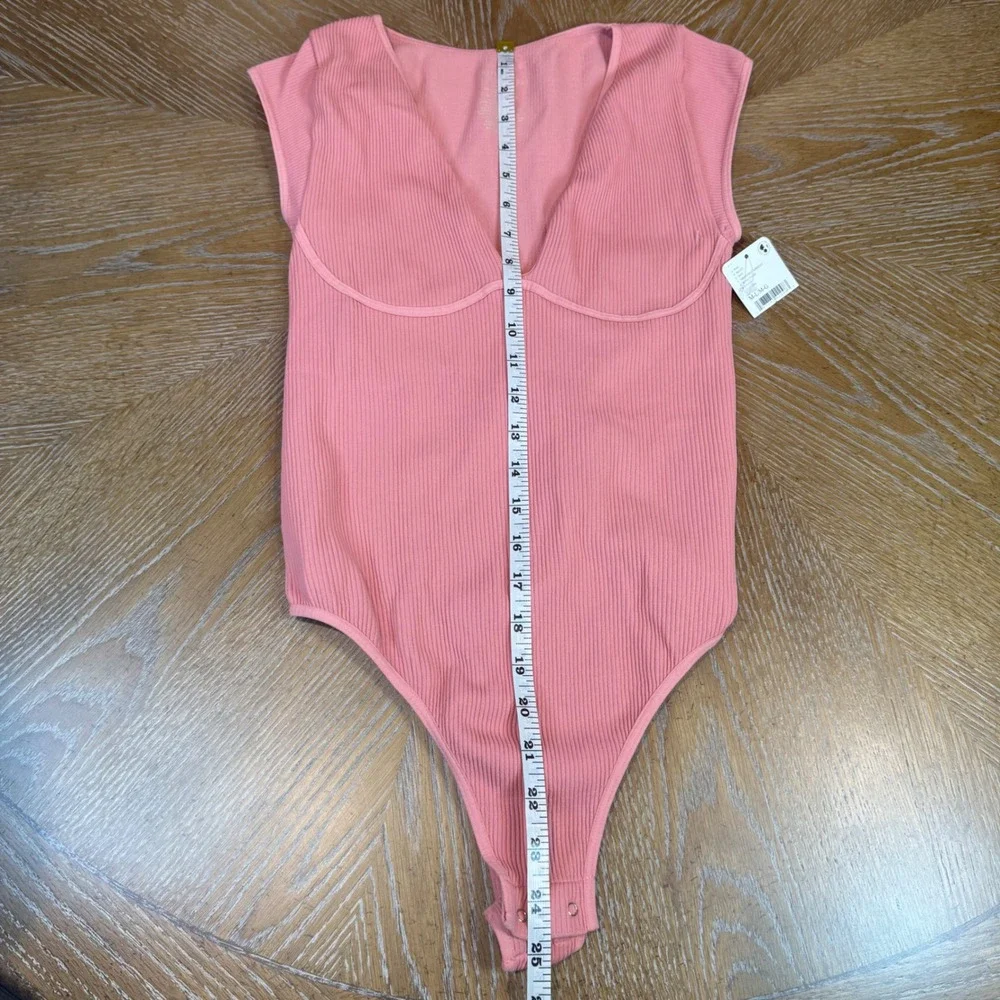 Free People NWT Meg Ribbed Bodysuit Pink Brandied Apricot Size‎ S/M